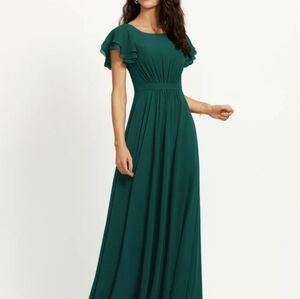 JJ's House Emerald flutter sleeve gown